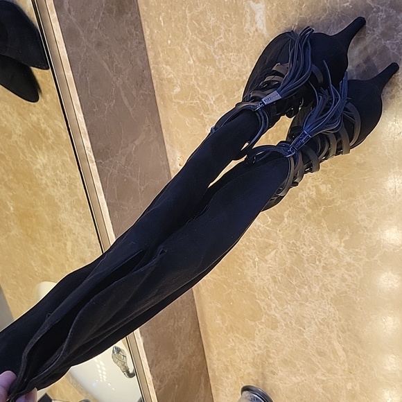 BCBGeneration Black Suede Corseted OTK Boots, Sz 8 - Picture 9 of 16